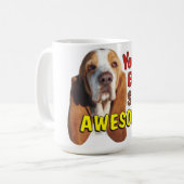 おもしろいあなたのお尻は素晴らしいバセットハウンドのマグをかぎます コーヒーマグカップ (正面左)