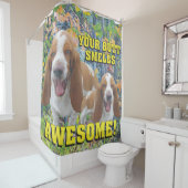 おもしろいあなたのお尻は素晴らしいバセットハウンドをかぎます シャワーカーテン (インサイチュ)