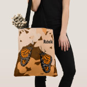 おもしろいあなたの名前オレンジ(昆虫)オオカバマダラ、モナーク蝶ペア トートバッグ (クローズアップ)