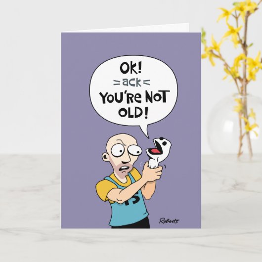 「おもしろいあなたは古くない」誕生日 カード (黄色い花)