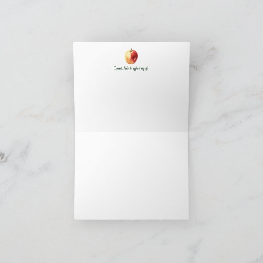 「おもしろいあなたは桃」がリンゴでカードを渡した サンキューカード (内部)