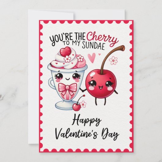 おもしろいあなたは私のサンデバレンタインデーへのさくらんぼ シーズンカード (正面)