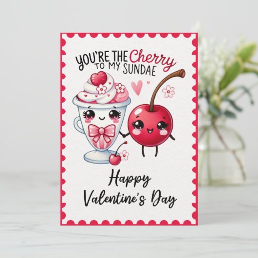 おもしろいあなたは私のサンデバレンタインデーへのさくらんぼ シーズンカード (スタンド正面)