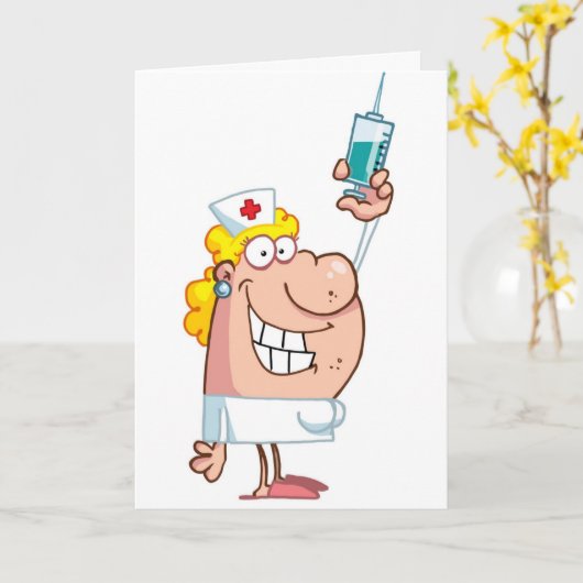 おもしろいいけなナースパーソナライズされた カード (黄色い花)