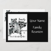 おもしろいいつでも、家族の懇親会かわいいラクーン動物 招待状 (正面/裏面)