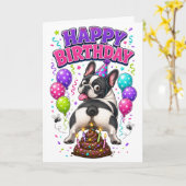 おもしろいうんちをする犬の誕生日 カード (黄色い花)