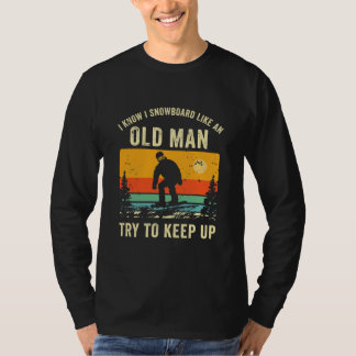 おもしろいおじいちゃんスノーボードパパスノーボーダー Tシャツ