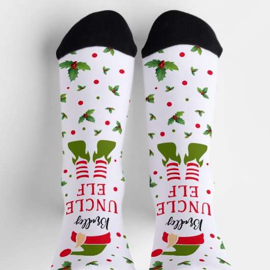 おもしろいおじさん小妖精や小人名クリスマス ソックス (上部)