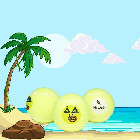 おもしろいおっちょこちょいの顔 テニスボール