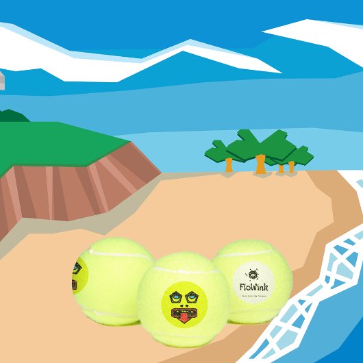 おもしろいおっちょこちょいの顔 テニスボール