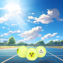 おもしろいおっちょこちょいの顔 テニスボール