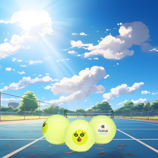 おもしろいおっちょこちょいの顔 テニスボール