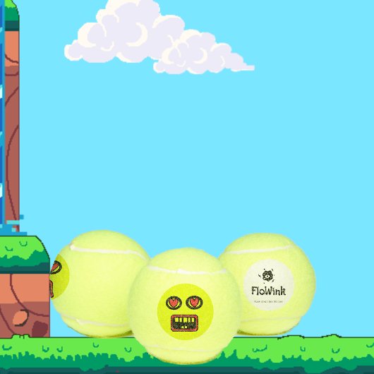 おもしろいおっちょこちょいの顔 テニスボール