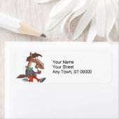 おもしろいおどけた馬漫画を吐く ラベル (インサイチュ)