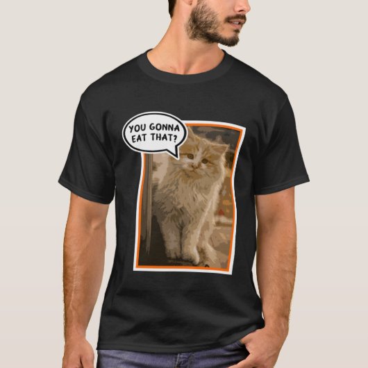 おもしろいおなかがすいた子芸術的ネコ Tシャツ (正面)