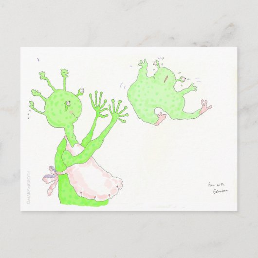 おもしろいおばあちゃんはがき ポストカード (正面)