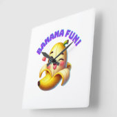 おもしろいおもしろいとギのバナナウインキングデザインよくはしゃぐ スクエア壁時計 (傾斜)