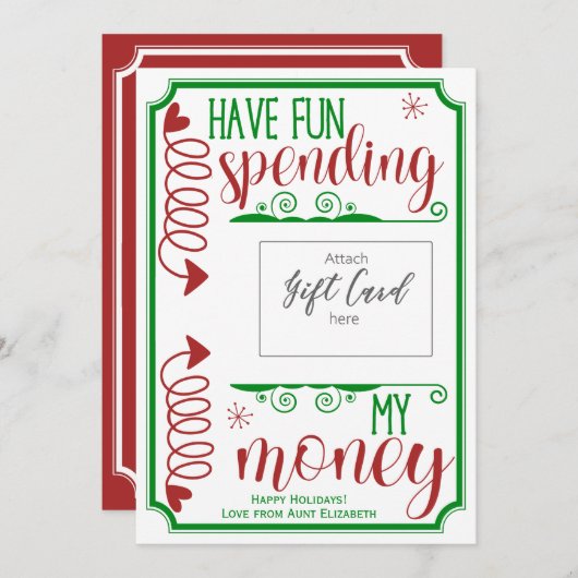 おもしろいおもしろいを使ってクリスマスプレゼントを持っている (正面/裏面)