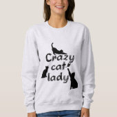 おもしろいおもしろいカッコいいと猫の熱狂する女性 スウェットシャツ (正面)