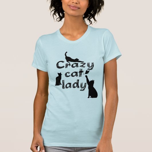おもしろいおもしろいカッコいいと猫の熱狂する女性 Tシャツ (正面)
