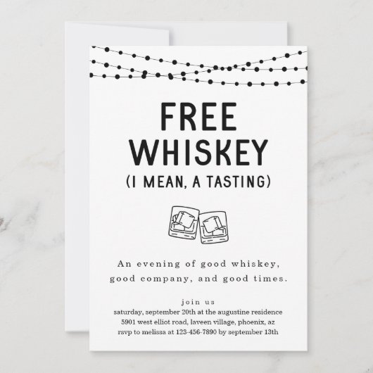おもしろいおもしろいフリーのウイスキー試飲パーティの招待状 招待状 (正面)