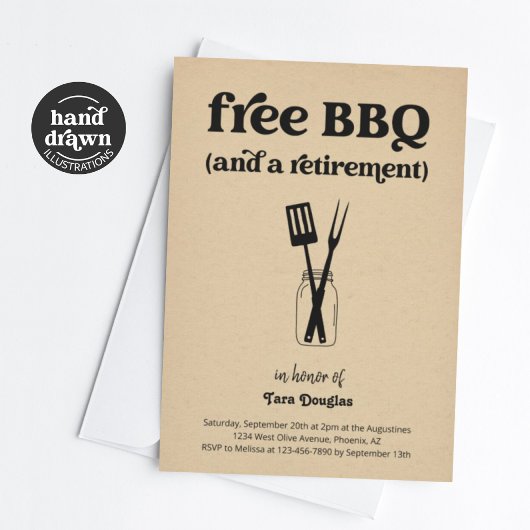 おもしろいおもしろいフリーBBQと退職パーティの招待状 招待状