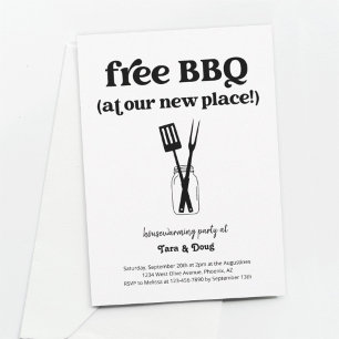 おもしろいおもしろいフリーBBQ引っ越し祝いパーティーパーティの招待状 招待状