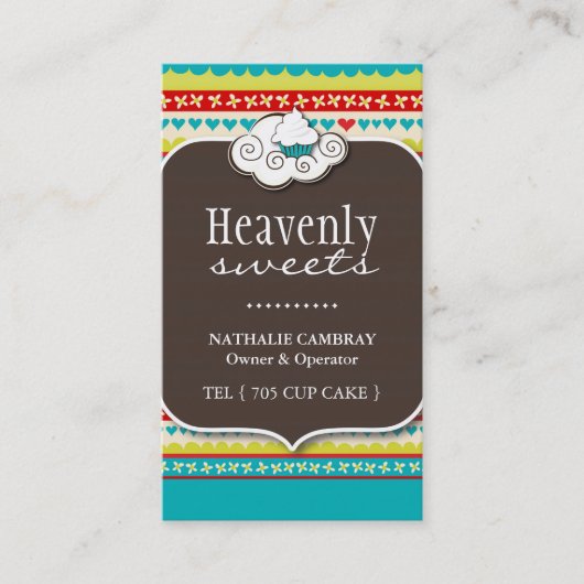 おもしろいおよびお洒落なカップケーキ|のベーカリーの名刺 名刺 (正面)