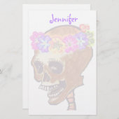 おもしろいおよびカラフルなスカルの文房具 便箋 (正面/裏面)