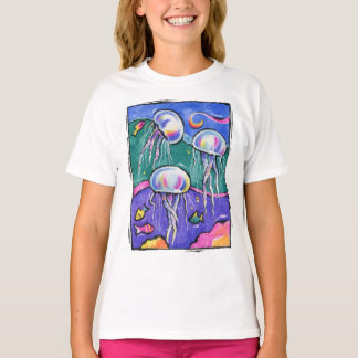 おもしろいおよびカラフルのくらげのTシャツ Tシャツ