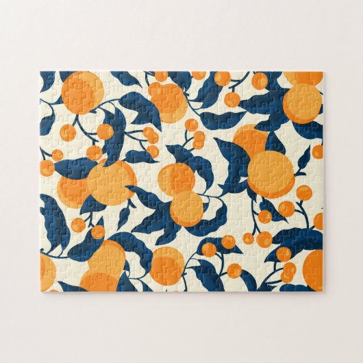 おもしろいおよびカラフルヴィンテージアプリコットパターン ジグソーパズル (横)