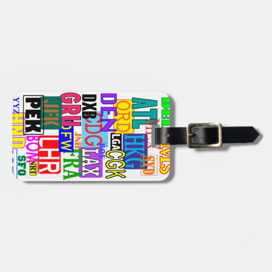 おもしろいおよびカラフル3つの手紙空港コード ラゲッジタグ (正面横)