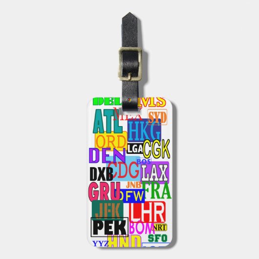 おもしろいおよびカラフル3つの手紙空港コード ラゲッジタグ (正面縦)