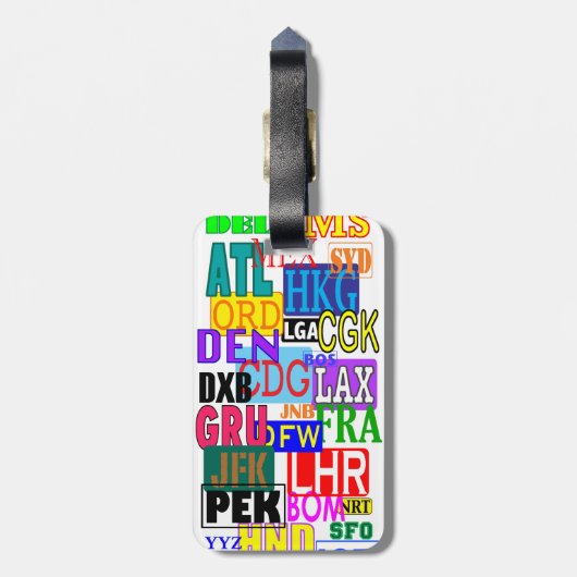 おもしろいおよびカラフル3つの手紙空港コード ラゲッジタグ (裏面縦)