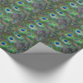 おもしろいおよびクールな孔雀の羽のデザイン ラッピングペーパー (角)