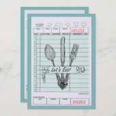 おもしろいおよびファンキーなディナー・パーティ 招待状 (正面/裏面)