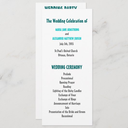 おもしろいおよびモダンな結婚式プログラム プログラム (正面/裏面)