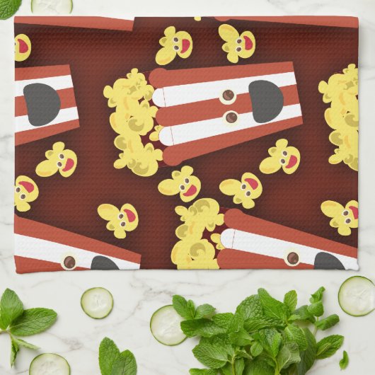 おもしろいおよび新しい映画ポップコーン キッチンタオル (折り畳み)