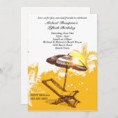 おもしろいおよび日曜日のビーチの誕生日 招待状 (正面/裏面)