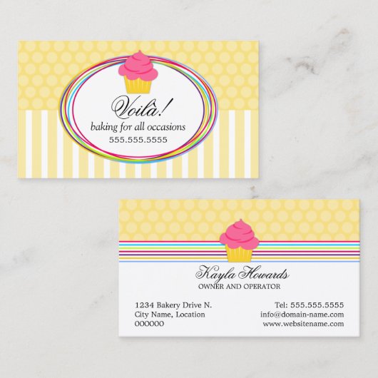おもしろいおよびColofrulのカップケーキのベーカリー 名刺 (正面/裏面)