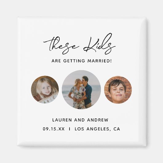 おもしろいおユニーク子様の写真の結婚式 マグネット (正面)