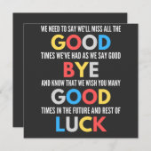 おもしろいお別れ遠くにへ 招待状 (正面/裏面)