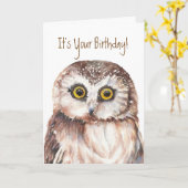 おもしろいお前の誕生日だ!フクロウを思い出してショックを受けた カード (黄色い花)