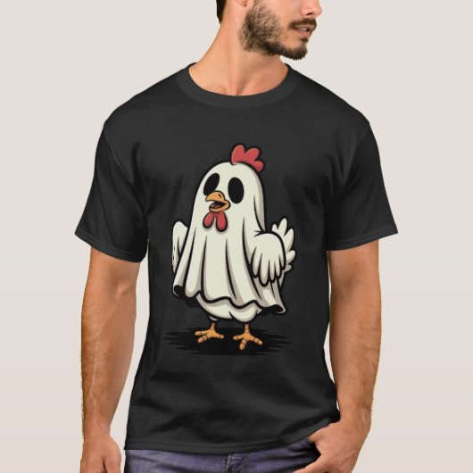 おもしろいお化けニワトリのハロウィン Tシャツ (正面)