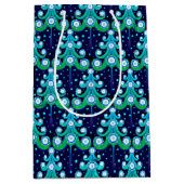 おもしろいお尻ダークアズールブルーライムグリーンツリーズアート ミディアムペーパーバッグ (正面)