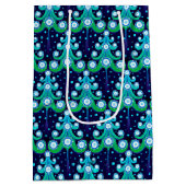 おもしろいお尻ダークアズールブルーライムグリーンツリーズアート ミディアムペーパーバッグ (裏面)