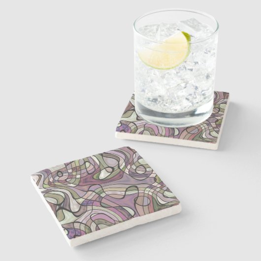おもしろいお尻紫バイオレットブラックモザイクアートパターン ストーンコースター (横)