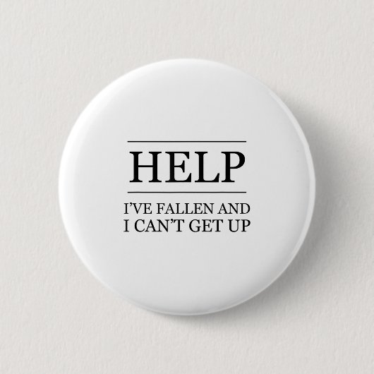 おもしろいお年寄りの服 助けて!転んじゃったよ 缶バッジ (正面)