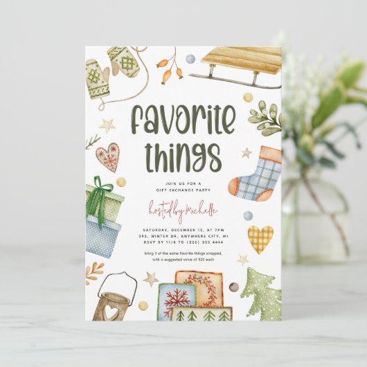 おもしろいお気に入りのギフト交換 招待状 (スタンド正面)