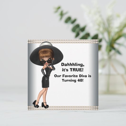 おもしろいお気に入りのディバ女性任意の数誕生日パーティー 招待状 (スタンド正面)